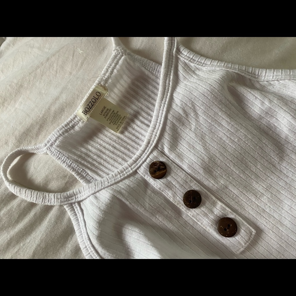 White Button Detail Crop top